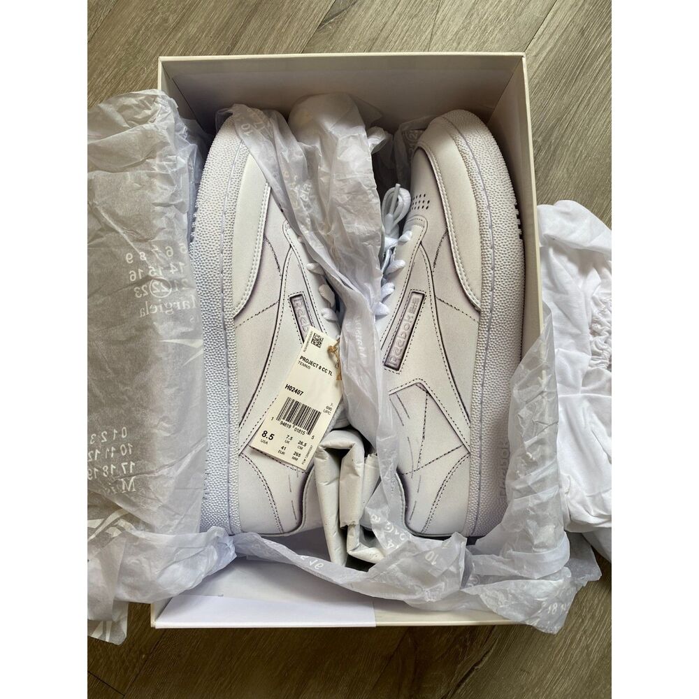 Maison Margiela x Reebok Club C White H02407 Men’s Size 8.5 Leather Sneakers